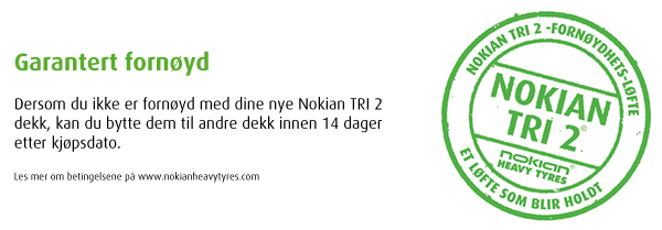 Nokian TRI 2 fornøydhetsløfte